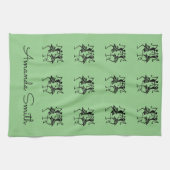 Happy Silhouette Dancers Green Geschirrtuch (Horizontal)