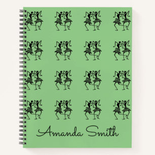 Happy Silhouette Dancers Green Notizblock