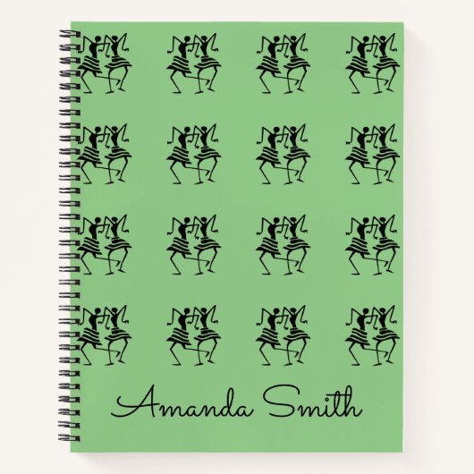 Happy Silhouette Dancers Green Notizblock (Vorderseite)