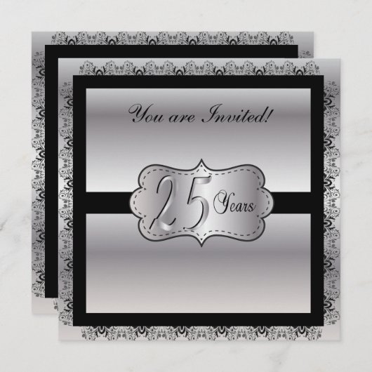 Happy Silver Jubiläum 25 Jahre Einladung (Vorne/Hinten)
