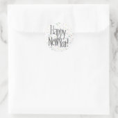 Happy Silver Text Runder Aufkleber (Tasche)