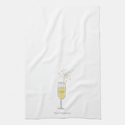 Happy Silvester Party Champagne Custom Geschirrtuch (Vertikal)