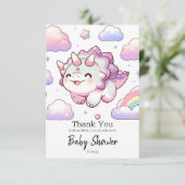 Happy Simple Dinosaur Babydusche Dankeskarte (Stehend Vorderseite)