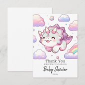 Happy Simple Dinosaur Babydusche Dankeskarte (Vorne/Hinten)