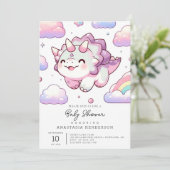 Happy Simple Dinosaur Babydusche Einladung (Stehend Vorderseite)