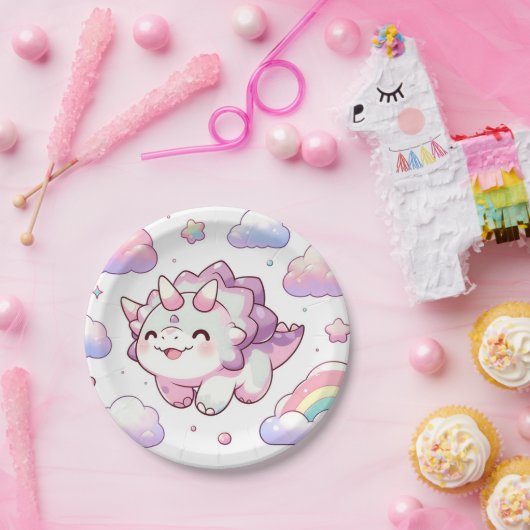 Happy Simple Dinosaur Babydusche Pappteller (Party)