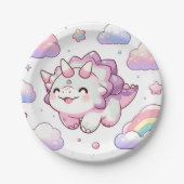 Happy Simple Dinosaur Babydusche Pappteller (Vorderseite)