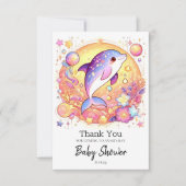 Happy Simple Dolphin Baby Shower Dankeskarte (Vorderseite)