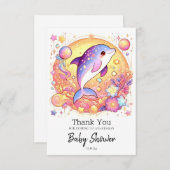 Happy Simple Dolphin Baby Shower Dankeskarte (Vorne/Hinten)