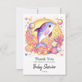 Happy Simple Dolphin Baby Shower Dankeskarte