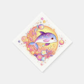 Happy Simple Dolphin Baby Shower Serviette (Ecke)