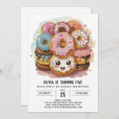 Happy Simple Donuts Geburtstag Einladung (Vorne/Hinten)