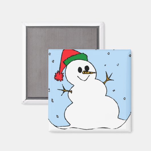 Happy Simple Snowman Magnet (Vorderseite/Rückseite)