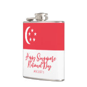 Happy Singapore National Day Singapore Flag Flachmann (Links)