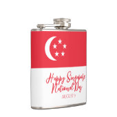 Happy Singapore National Day Singapore Flag Flachmann (Rechts)