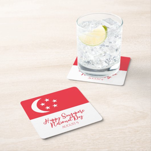 Happy Singapore National Day Singapore Flag Rechteckiger Pappuntersetzer (Vor Ort)