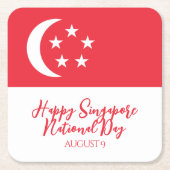 Happy Singapore National Day Singapore Flag Rechteckiger Pappuntersetzer (Vorderseite)