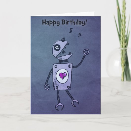 Happy Singing Robot Birthday Karte (Vorderseite)