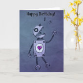 Happy Singing Robot Birthday Karte (Gelbe Blume)