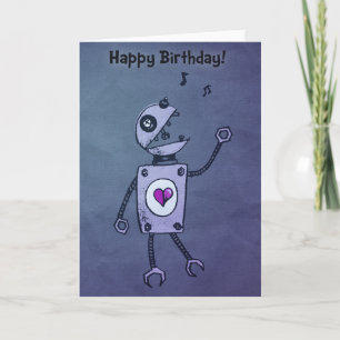Happy Singing Robot Birthday Karte