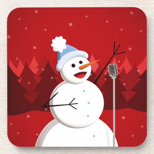 Happy Singing Snowman Weihnachten Getränkeuntersetzer (Vorderseite)