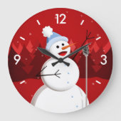 Happy Singing Snowman Weihnachten Große Wanduhr (Vorderseite)