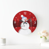 Happy Singing Snowman Weihnachten Große Wanduhr (Zuhause)