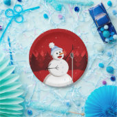 Happy Singing Snowman Weihnachten Pappteller (Party)