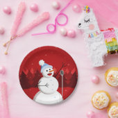 Happy Singing Snowman Weihnachten Pappteller (Party)