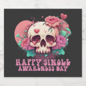 Happy Single Awareness Day Valentines Skull Alkoholflaschenetikett (Einzelnes Label)