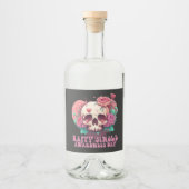 Happy Single Awareness Day Valentines Skull Alkoholflaschenetikett (Vorderseite)