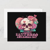 Happy Single Awareness Day Valentines Skull Postkarte (Vorne/Hinten)