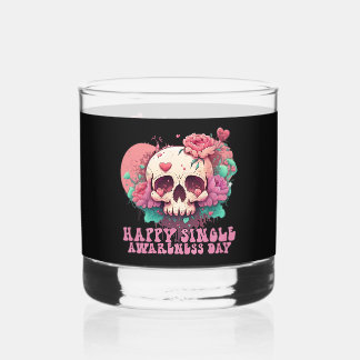 Happy Single Awareness Day Valentines Skull Whiskyglas