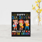 Happy Six Seven Day Of Fifth Grade Student Back To Karte (Gelbe Blume)