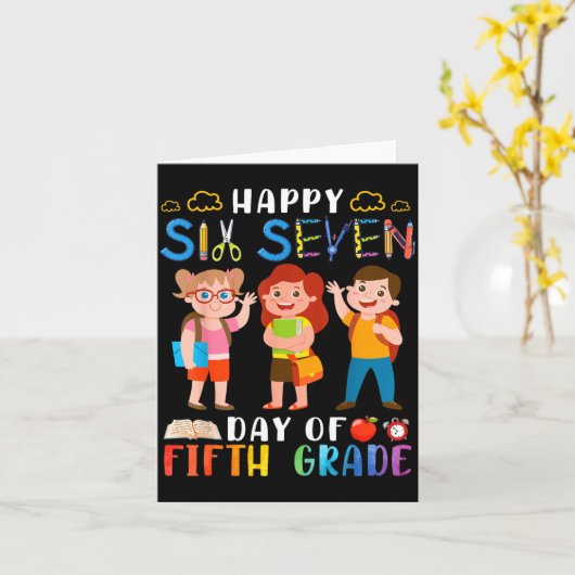 Happy Six Seven Day Of Fifth Grade Student Back To Karte (Gelbe Blume)