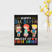 Happy Six Seven Day Of First Grade Student Back To Karte (Gelbe Blume)