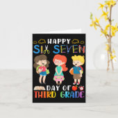 Happy Six Seven Day Of Third Grade Student Back To Karte (Gelbe Blume)