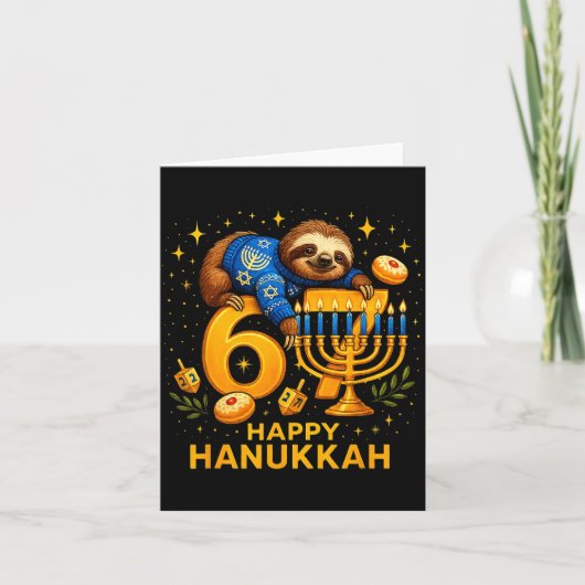 Happy Six Seven Hanukkah Funny Meme Menorah Sloth  Karte (Vorderseite)