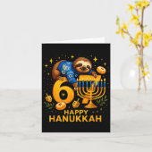 Happy Six Seven Hanukkah Funny Meme Menorah Sloth  Karte (Gelbe Blume)