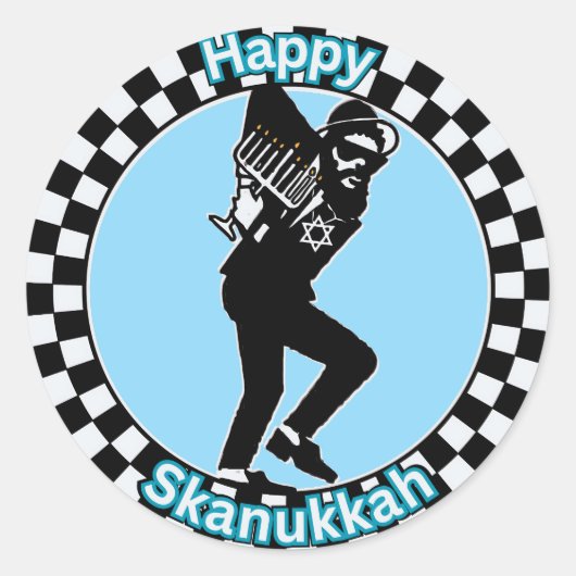 Happy Skanukkah Runder Aufkleber (Vorderseite)