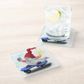 Happy Skater Gnome mit Gift Glass Untersetzer (Schrägansicht)