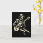 Happy Skeleton Gitarre Typ Spooky Halloween Rock B Karte (Gelbe Blume)