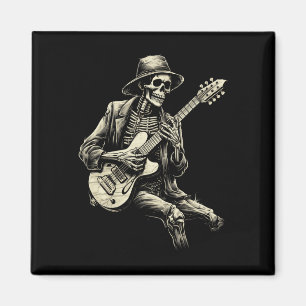 Happy Skeleton Gitarre Typ Spooky Halloween Rock B Magnet