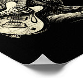 Happy Skeleton Gitarre Typ Spooky Halloween Rock B Poster (Ecke)
