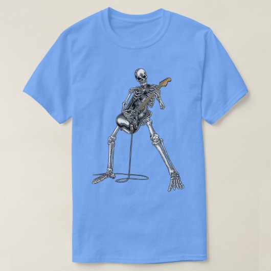 Happy Skeleton Gitarre Typ Spooky Halloween Rock B T-Shirt (Design vorne)