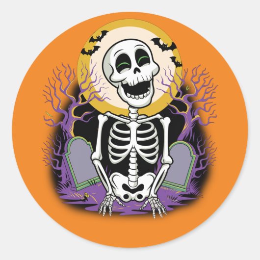 Happy Skeleton Halloween Graveyard Sticker (Vorderseite)