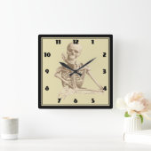 Happy Skeleton Quadratische Wanduhr (Zuhause)