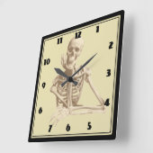 Happy Skeleton Quadratische Wanduhr (Winkel)