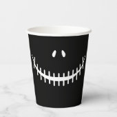 Happy Skeleton Smile Black and White Halloween Pap Pappbecher (Rückseite)