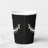 Happy Skeleton Smile Black and White Halloween Pap Pappbecher (Rechts)